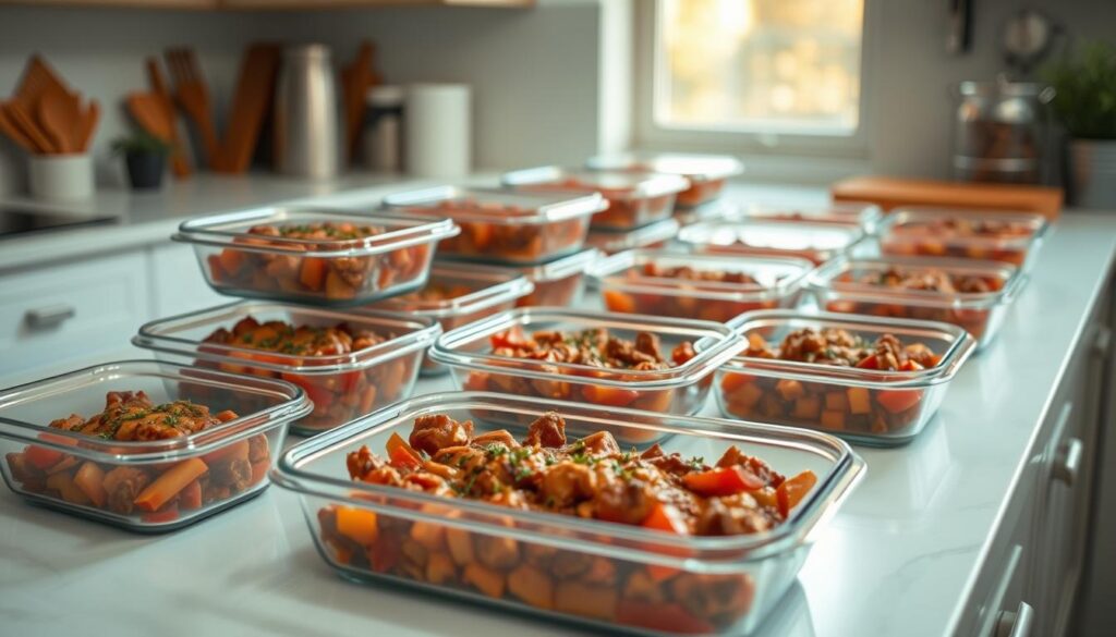 A neatly arranged kitchen counter with a variety of steak pizzaiola dishes in glass containers, meticulously organized for storage and reheating. The containers are illuminated by warm, natural lighting filtering through a nearby window, casting subtle shadows and highlighting the rich colors of the dish. The scene exudes a sense of culinary organization and preparedness, inviting the viewer to imagine the flavorful, comforting Italian meal that awaits when these containers are retrieved and reheated. The overall mood is one of controlled, efficient storage of a delicious home-cooked dish. A neatly arranged kitchen counter with a variety of steak pizzaiola dishes in glass containers, meticulously organized for storage and reheating. The containers are illuminated by warm, natural lighting filtering through a nearby window, casting subtle shadows and highlighting the rich colors of the dish. The scene exudes a sense of culinary organization and preparedness, inviting the viewer to imagine the flavorful, comforting Italian meal that awaits when these containers are retrieved and reheated. The overall mood is one of controlled, efficient storage of a delicious home-cooked dish.